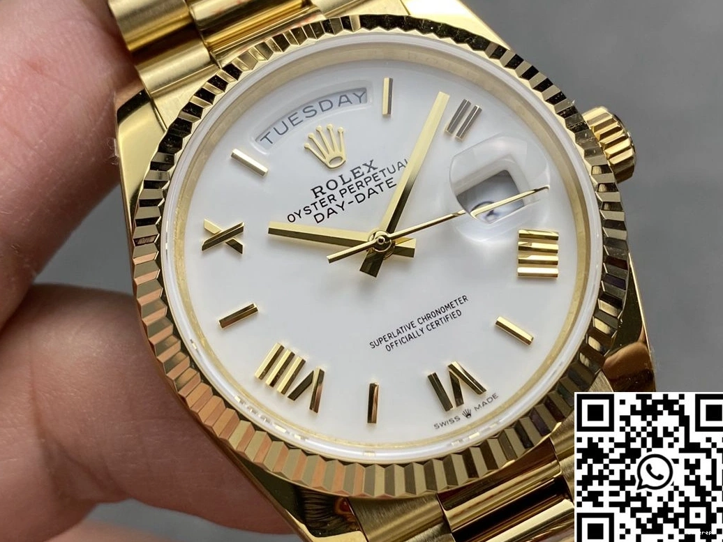 M128238-0113 QF Date Rolex White v5 987 Dial Day Yellow Tungsten Steel Gold Resilient 36mm Factory 0719